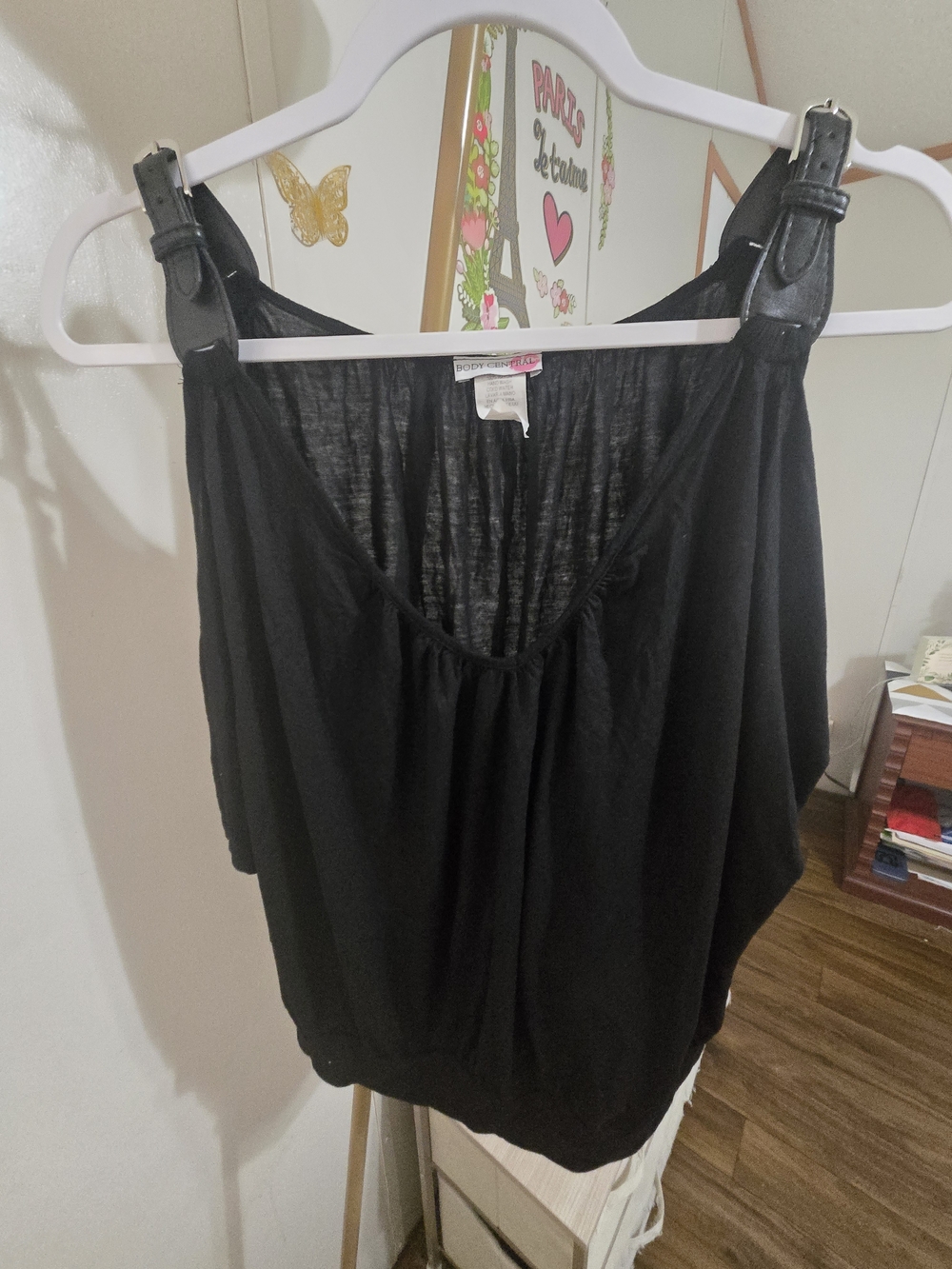 Black Sleeveless Buckle Strap Women's Top